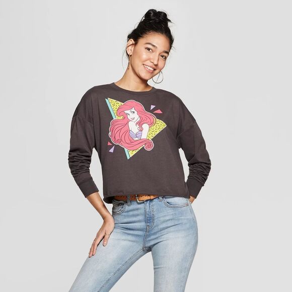 Disney 80s Style The Little Mermaid Cropped Long Sleeve Top | Medium - Picture 1 of 7